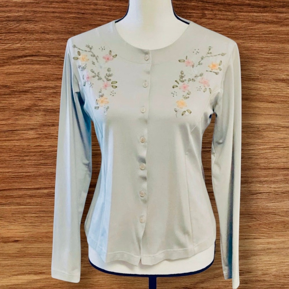 Common Plaza Cheer Leaders Embroidered Cardigan‎ in Gray Small